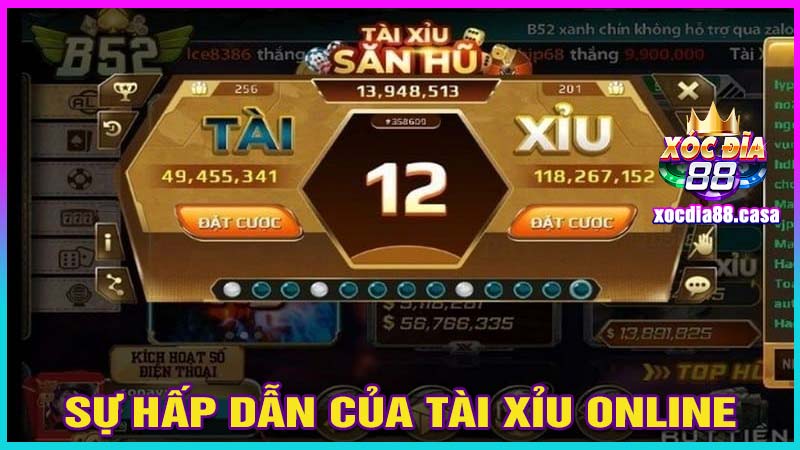 Sự hấp dẫn của Tài xỉu online tại cổng game xocdia88